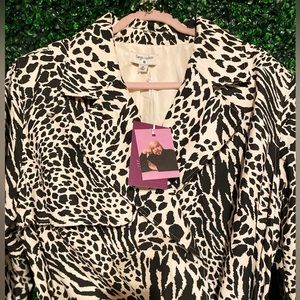 Sergio Hudson Women’s Zebra Print Trench Coat NWT